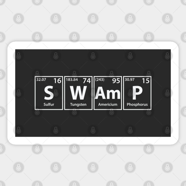 Swamp (S-W-Am-P) Periodic Elements Spelling Sticker by cerebrands